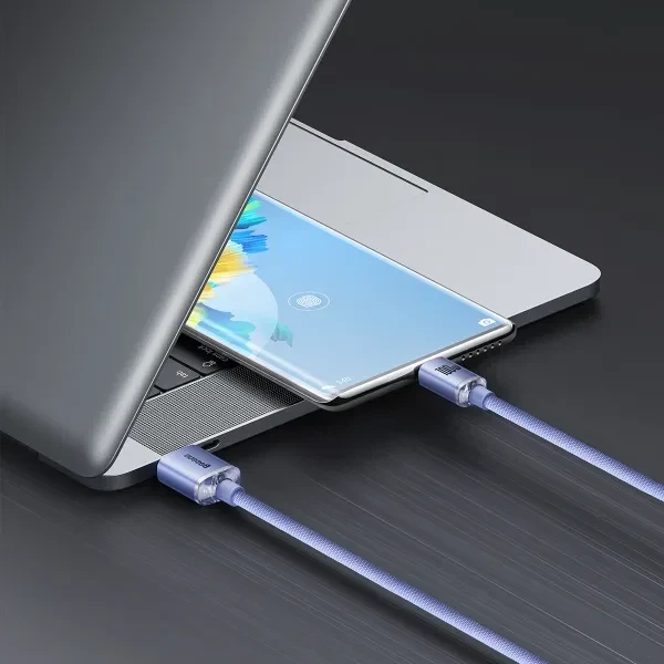 Кабель Baseus Crystal Shine Series USB to Type-C 100W 20V/5A 1.2m Purple - Фото 6 Кабель Baseus Crystal Shine Series USB to Type-C 100W 20V/5A 1.2m Purple - зображення 6