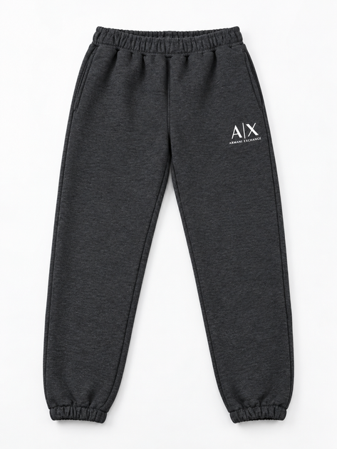 Зимние теплые детские для мальчика спортивные штаны серые с начесом Armani (449730) 152 см - Фото 4 Зимние теплые детские для мальчика спортивные штаны серые с начесом Armani (449730) 152 см - изображение 4