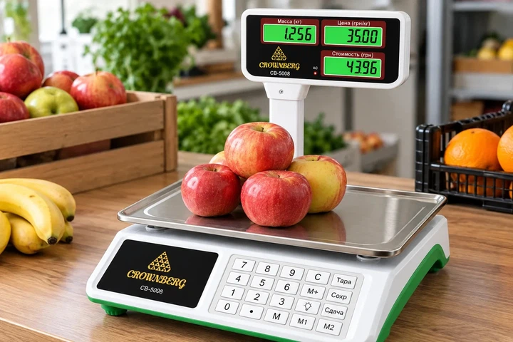 Торговые весы Crownberg CB-5008 до 50 кг с аккумулятором, нержавеющая платформа - изображение 3