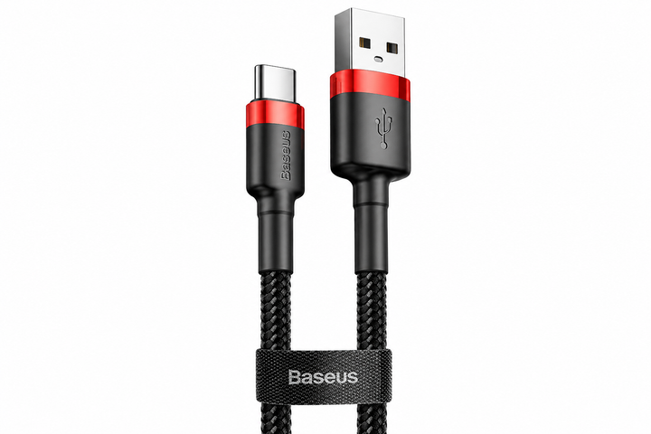 Кабель Baseus Cafule USB-A to Type-C 3A 1 м, Red/Black - Фото 3 Кабель Baseus Cafule USB-A to Type-C 3A 1 м, Red/Black - изображение 3