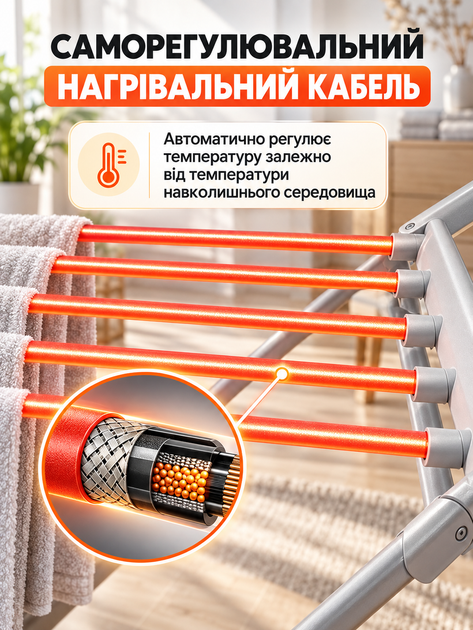Электрическая сушилка для белья 230 Вт напольная складная с крыльями нагрев 45–65°C до 15 кг - изображение 2