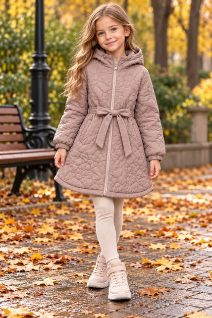 Стьобане демісезонне пальто Soft Bloom приглушений нюдовий рожевий 128 см - Фото 1 Стьобане демісезонне пальто Soft Bloom приглушений нюдовий рожевий 128 см - изображение 1