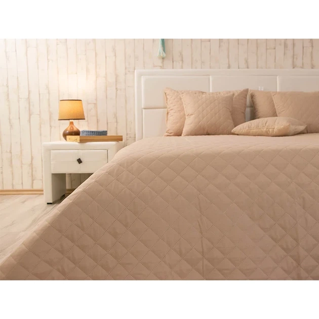 Двустороннее декоративное покрывало Руно Velour Beige ромб 180х220 см бежевое - Фото 7 Двустороннее декоративное покрывало Руно Velour Beige ромб 180х220 см бежевое - изображение 7