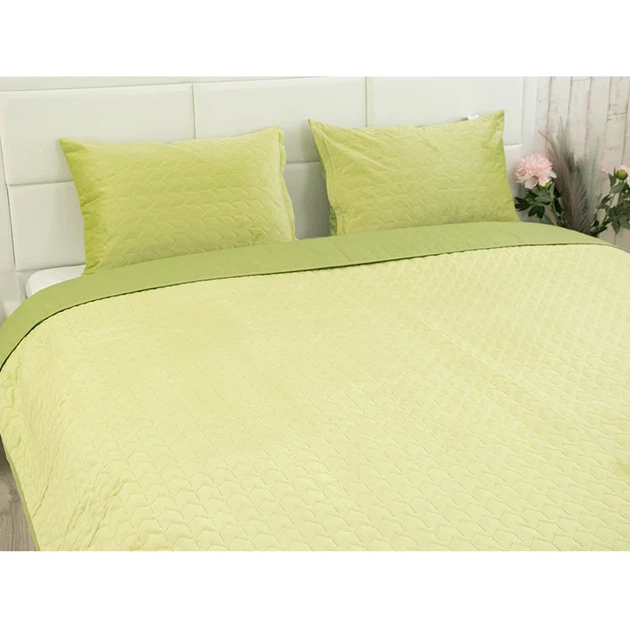 Двустороннее декоративное покрывало Руно Velour Green banana зигзаг 220х240 см - изображение 7