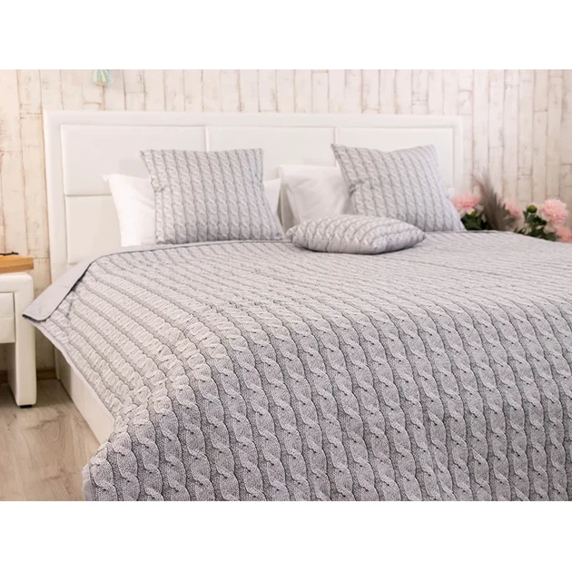 Двустороннее декоративное покрывало Руно Grey Braid 150х212 см серое - Фото 7 Двустороннее декоративное покрывало Руно Grey Braid 150х212 см серое - изображение 7