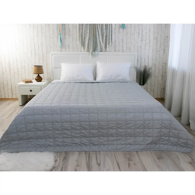Двустороннее декоративное покрывало Руно Soft Line 220х240 см серое - Фото 2 Двустороннее декоративное покрывало Руно Soft Line 220х240 см серое - изображение 2