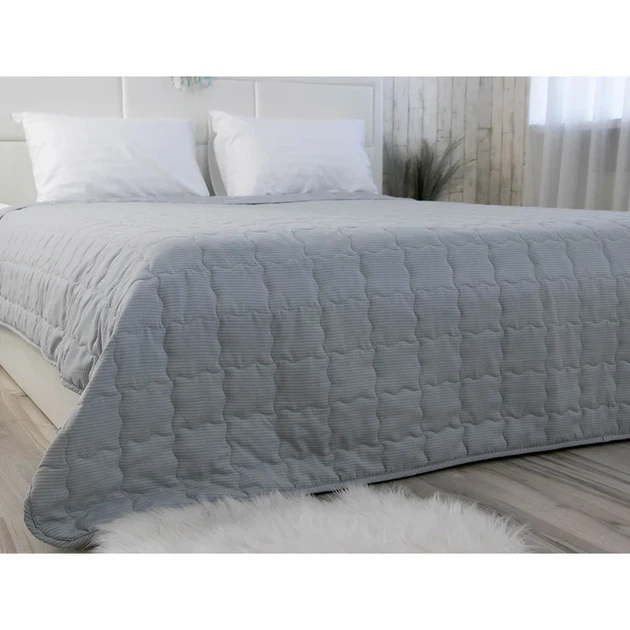 Двустороннее декоративное покрывало Руно Soft Line 220х240 см серое - Фото 5 Двустороннее декоративное покрывало Руно Soft Line 220х240 см серое - изображение 5