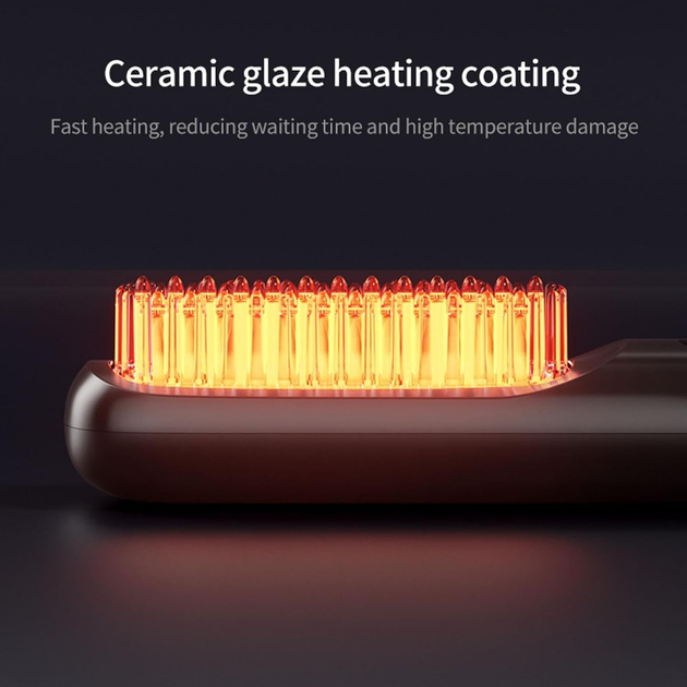 Беспроводная щетка-выпрямитель для бороды BRAVION T8, 160–200°C, MCH, ионизация, LCD-дисплей, Type-C - изображение 6