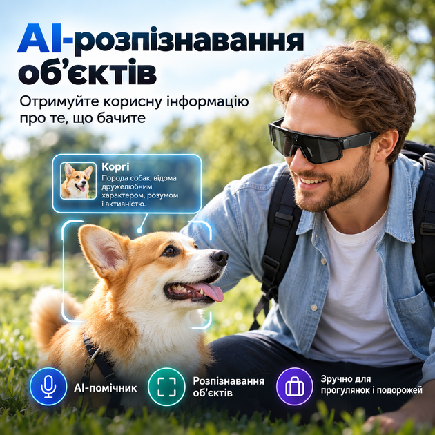 Розумні окуляри з камерою 8 Мп та AI-перекладом у реальному часі - зображення 4