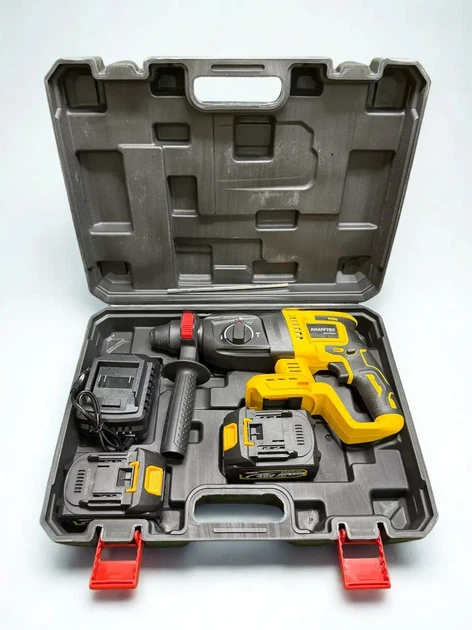 Аккумуляторный перфоратор Krafftec Germani DCH133NT 48 В 8 А·ч бесщеточный SDS-Plus 3–5 Дж 4000 уд/мин 1500 об/мин 3 режима для бетона кирпича дерева металла сверления долбления с 2 АКБ кейсом - изображение 7