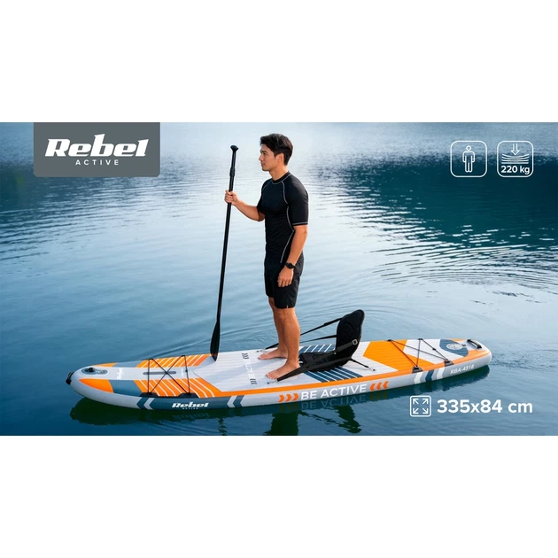 Доска SUP надувная Rebel Active PRO RBA-4518 335x84x15 см Orange (5901890127486) - изображение 11