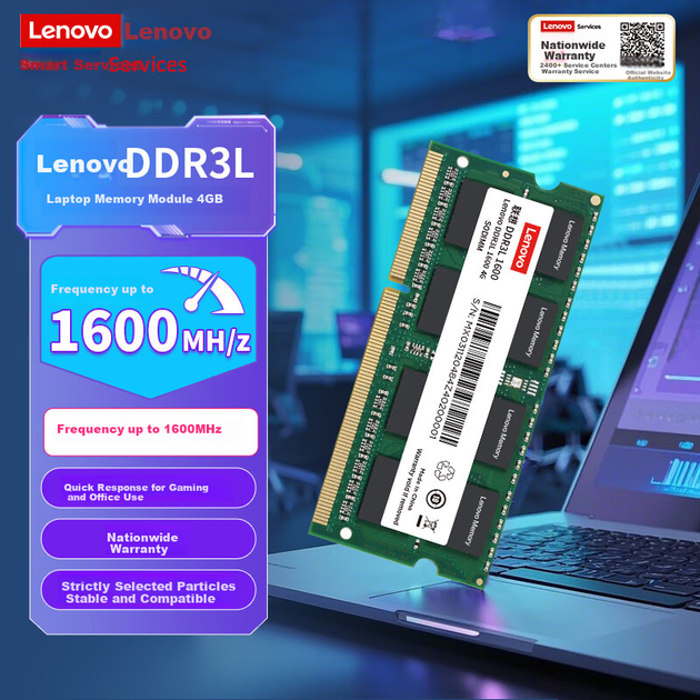 Оперативная память Lenovo SODIMM DDR3L-1600 4096MB PC3L-12800, для ноутбука - Фото 2 Оперативная память Lenovo SODIMM DDR3L-1600 4096MB PC3L-12800, для ноутбука - изображение 2