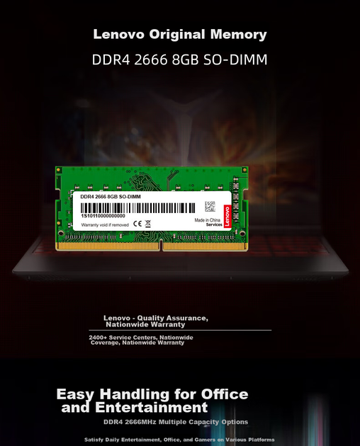 Оперативная память Lenovo SODIMM DDR4-2666 4096MB PC4-21300 - Фото 2 Оперативная память Lenovo SODIMM DDR4-2666 4096MB PC4-21300 - изображение 2
