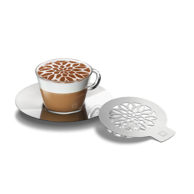 Чашка Nespresso VIEW Cappuccino 180 мл с блюдцем и трафаретом для пены - Фото 1 Чашка Nespresso VIEW Cappuccino 180 мл с блюдцем и трафаретом для пены - изображение 1