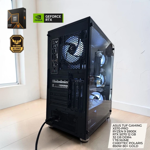 Премиальний ПК для геймеров: Ryzen 9 5900X / ASUS TUF X570-Pro WiFi 6 / RTX 5070 12GB / 32GB Kingston / 1TB NVMe WD / Chieftec Polaris Pro 850W / Windows 11 Pro - изображение 3
