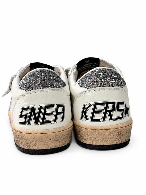 Женские кеды Golden Goose белые с перфорацией, серебристой блестящей звездой и серыми шнурками размер 40 - изображение 6
