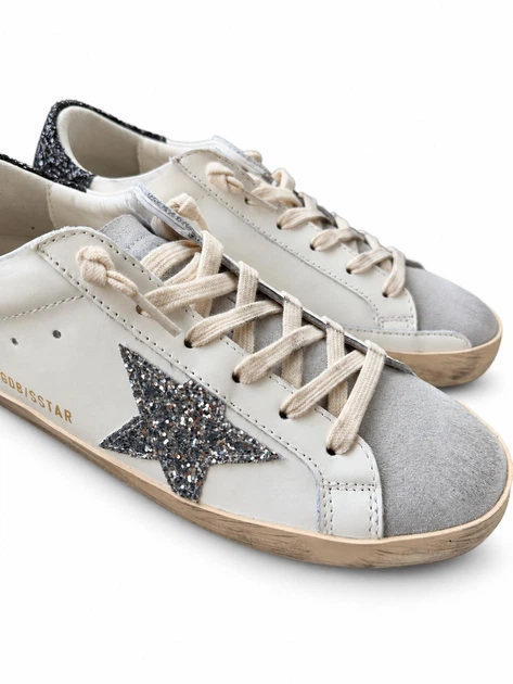 Женские кеды Golden Goose GGDB бело-серебристые из натуральной кожи с блестящей звездой в полной упаковке размер 38 - изображение 9