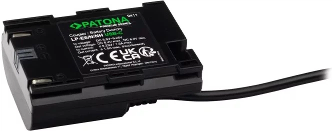 Адаптер PATONA Dummy USB-C для Canon LP-E6 LP-E6N LP-E6NH XC10 EOS R, R5, R6, 90D, 80D (4055655235877) - Фото 2 Адаптер PATONA Dummy USB-C для Canon LP-E6 LP-E6N LP-E6NH XC10 EOS R, R5, R6, 90D, 80D (4055655235877) - зображення 2