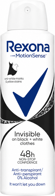 Antyperspirant w sprayu Rexona Niewidoczny na czarnym i białym 150 ml (8712561844857) - Zdjęcie 1 Antyperspirant w sprayu Rexona Niewidoczny na czarnym i białym 150 ml (8712561844857) - obraz 1