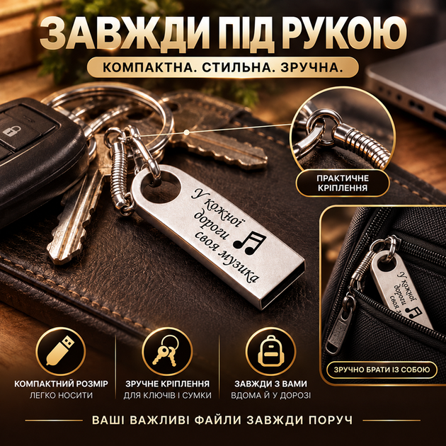 USB флешка з гравіюванням "У кожної дороги своя музика" 64 GB LazerTAC (230601) - Фото 4 USB флешка з гравіюванням "У кожної дороги своя музика" 64 GB LazerTAC (230601) - зображення 4