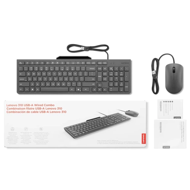 Комплект клавіатура + миша Lenovo 310 USB-A Wired Combo US розкладка Luna Grey (195892110583) - Фото 4 Комплект клавіатура + миша Lenovo 310 USB-A Wired Combo US розкладка Luna Grey (195892110583) - зображення 4
