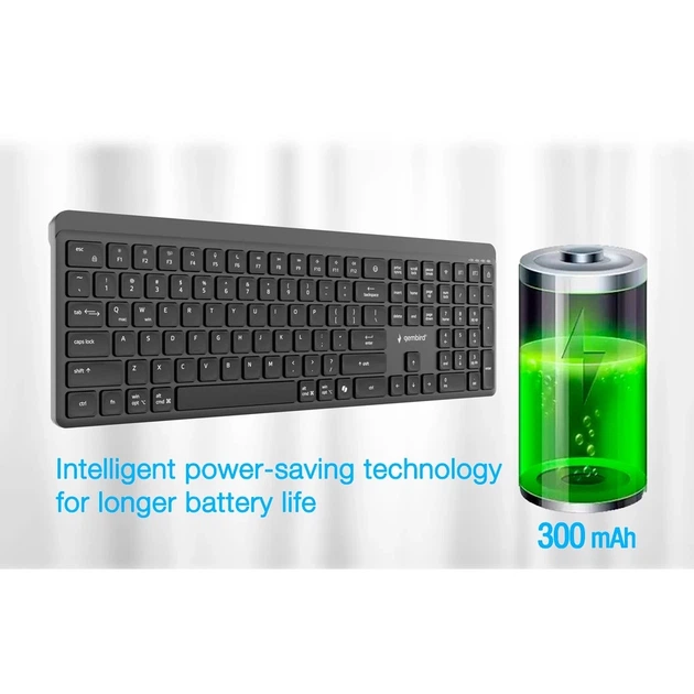 Комплект клавиатура + мышь Gembird KB-WPS-03 беспроводной Dual Mode 2.4 GHz + Bluetooth US раскладка Black (8716309136907) - Фото 7 Комплект клавиатура + мышь Gembird KB-WPS-03 беспроводной Dual Mode 2.4 GHz + Bluetooth US раскладка Black (8716309136907) - изображение 7