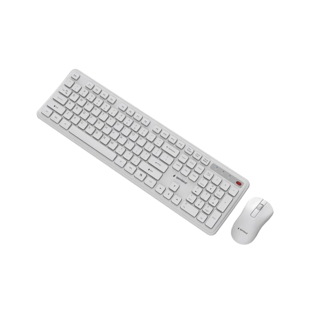 Комплект клавіатура + миша Gembird KBS-WPS-01 Slim Pro Business бездротовий US розкладка White (8716309137027) - Фото 4 Комплект клавіатура + миша Gembird KBS-WPS-01 Slim Pro Business бездротовий US розкладка White (8716309137027) - зображення 4