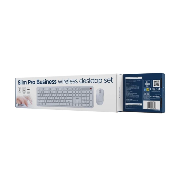 Комплект клавіатура + миша Gembird KBS-WPS-01 Slim Pro Business бездротовий US розкладка White (8716309137027) - Фото 6 Комплект клавіатура + миша Gembird KBS-WPS-01 Slim Pro Business бездротовий US розкладка White (8716309137027) - зображення 6