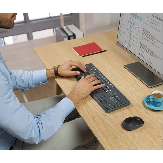 Комплект клавіатура + миша Logitech MK235 бездротовий US розкладка Black (5099206063976) - Фото 11 Комплект клавіатура + миша Logitech MK235 бездротовий US розкладка Black (5099206063976) - зображення 11