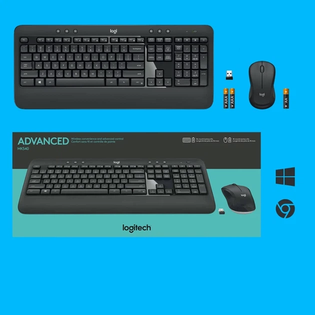 Комплект клавіатура + миша Logitech MK540 Advanced бездротовий 1000 DPI US розкладка Black (5099206077461) - зображення 7