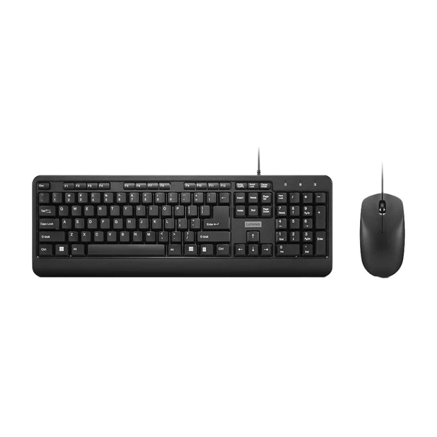 Комплект клавіатура + миша Lenovo 160 Wired Combo USB US розкладка Black (195892084112) - Фото 1 Комплект клавіатура + миша Lenovo 160 Wired Combo USB US розкладка Black (195892084112) - зображення 1
