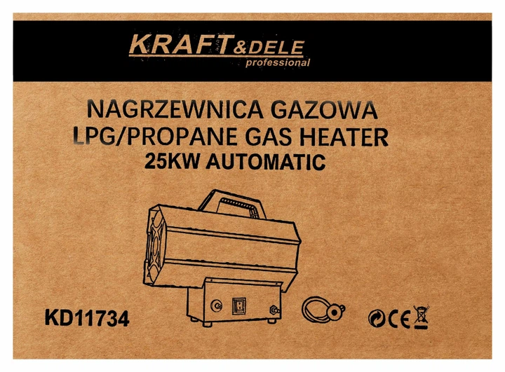Газовая тепловая пушка 25 кВт Kraft&Dele KD11734 с газовым шлангом и редуктором для состава, мастерской и строительных работ - изображение 13