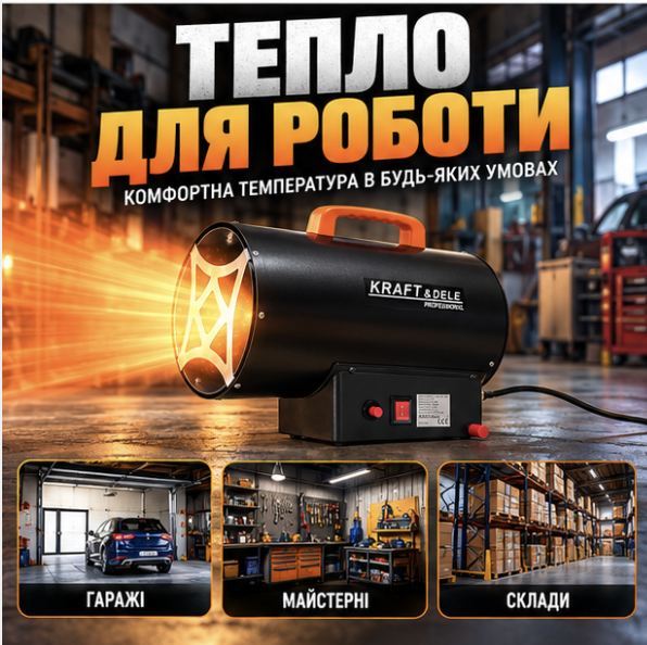 Газова теплова гармата зі шлангом і редуктором, переносний газовий обігрівач тепловентилятор для гаража складу майстерні та СТО - изображение 4