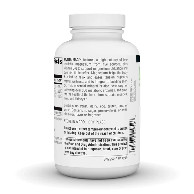 Магній Source Naturals Ultra-Mag 180 vcaps (021078029526) - зображення 4