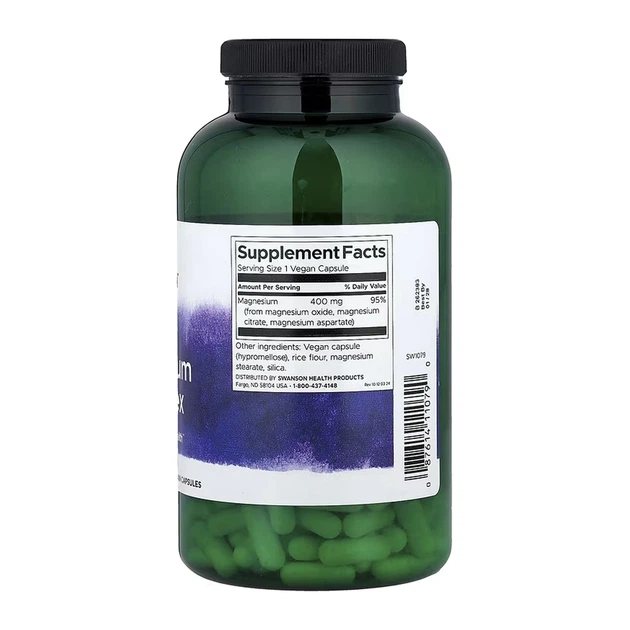 Магній Swanson Triple Magnesium Complex 400mg 300caps (087614110790) - изображение 3