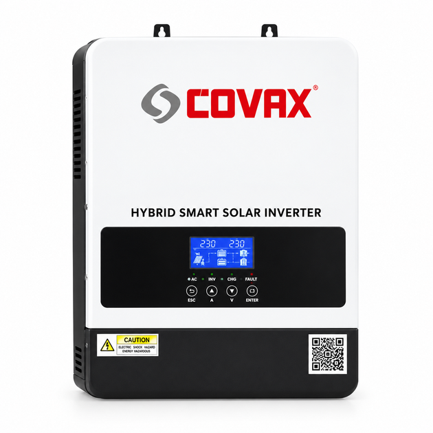 Гібридний інвертор COVAX CV-PS-2200-12V, 2200VA1800W, 12V, ток заряда 0-60A, 170-280V, MPPT (80А, 55-450 Vdc), 405*286*98mm. 4.5kg - зображення 2