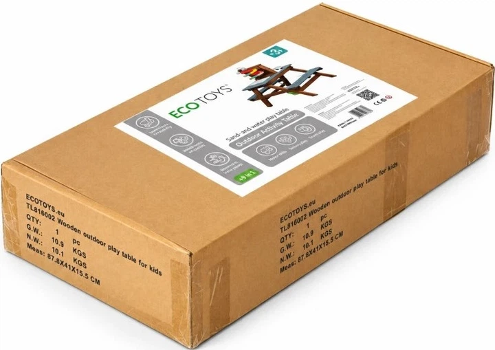 Drewniana kuchnia błotna EcoToys dla dzieci 2w1 ze stołem piknikowym, ławkami, pompą wodną i zlewem (5905817013364) - obraz 9