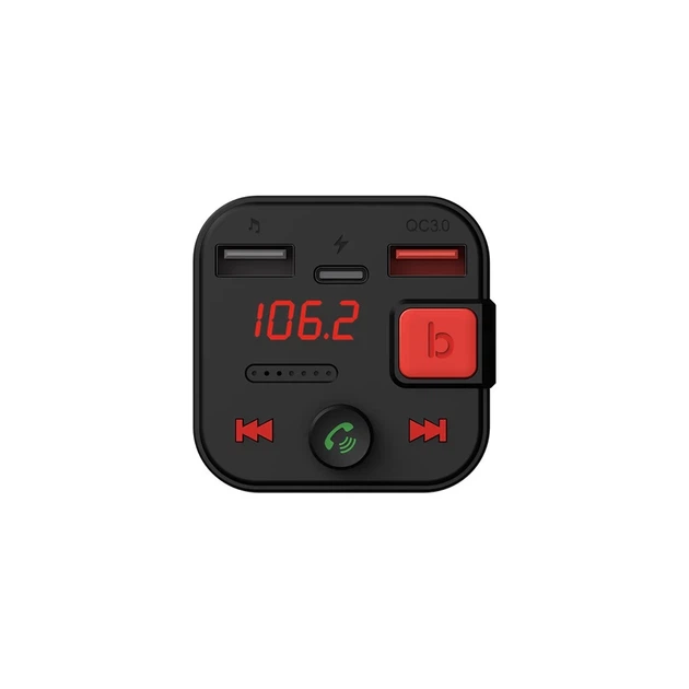 FM-трансмиттер Savio TR-15 с дисплеем Bluetooth зарядное устройство PD USB-C USB-A Quick Charge Bass Boost (5901986047889) - изображение 2