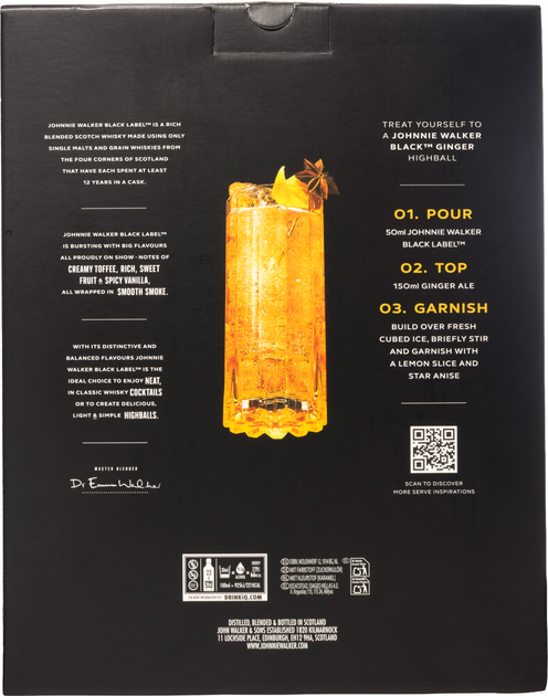 Виски Johnnie Walker Black label 12 лет выдержки 0.7 л 40% с 2-мя стаканами (5000267195117_5000267202167) - Фото 4 Виски Johnnie Walker Black label 12 лет выдержки 0.7 л 40% с 2-мя стаканами (5000267195117_5000267202167) - изображение 4