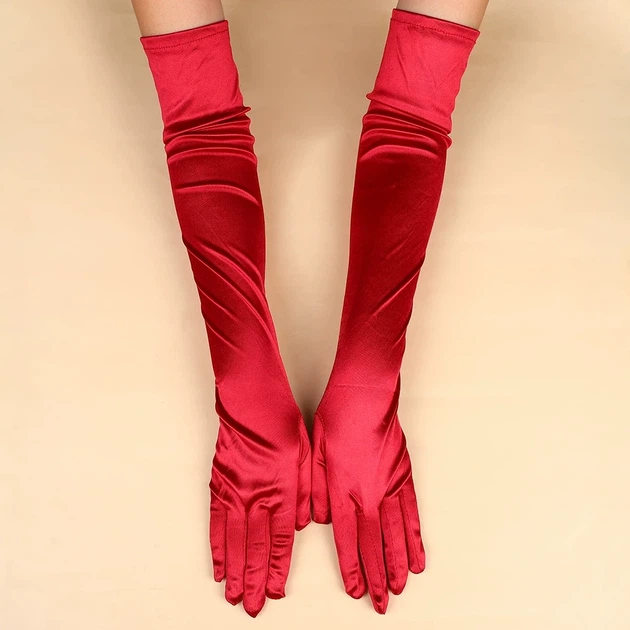Довгі атласні рукавички honey fashion accessories s/m/l малиновий (30к048) - зображення 2