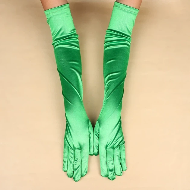 Довгі атласні рукавички honey fashion accessories s/m/l зелений (30к048) - зображення 2