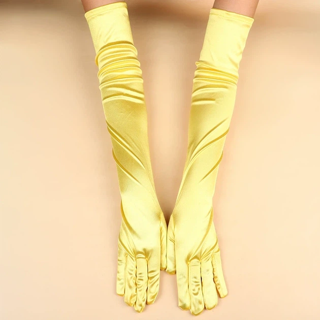 Довгі атласні рукавички honey fashion accessories s/m/l жовтий (30к048) - зображення 2