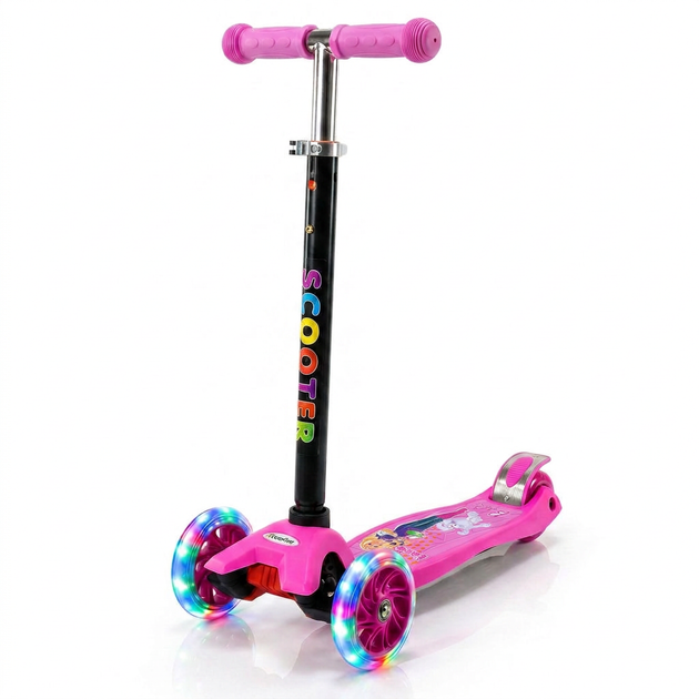 Самокат детский трехколесный Барби со светящимися колесами Scooter Maxi 7118 от 3 лет - изображение 2