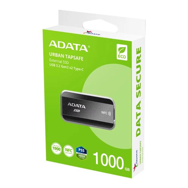 Портативний SSD ADATA URBAN TAPSAFE 1TB USB 3.2 Gen2 x2 Read/Write 1900MB/s/1800MB/s with NFC Black - изображение 2