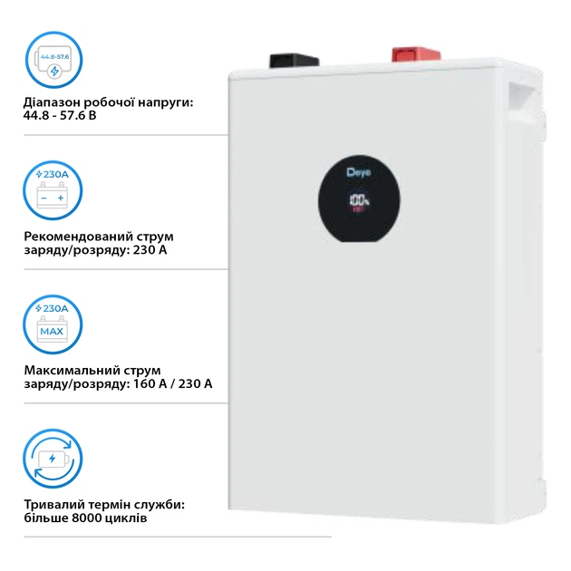 Система зберігання енергії DEYE SUN-12K-SG05LP3-EU-SM2 1x SE-F16-C 12kW 16.1kWh 1BAT LiFePO4 ≥6000 циклів - зображення 6