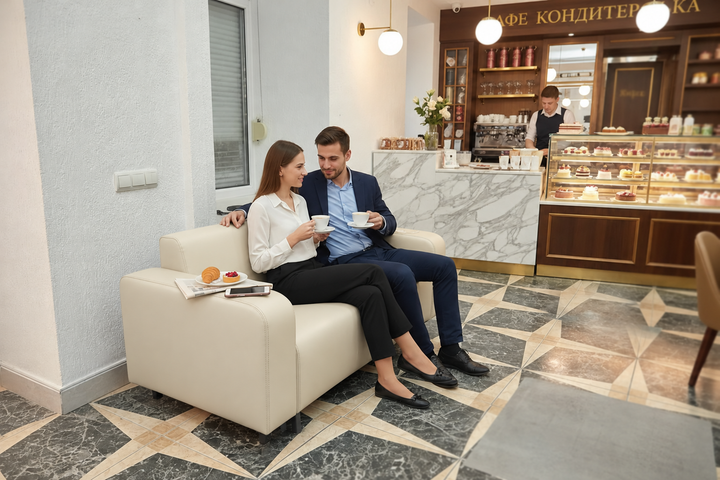 Диван офисный Tobi Sho Арне с подлокотниками 1380х700х740 мм, кожзам Cream/2207 - Фото 4 Диван офисный Tobi Sho Арне с подлокотниками 1380х700х740 мм, кожзам Cream/2207 - изображение 4