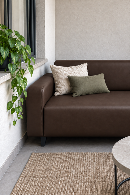 Диван офисный Tobi Sho Арне с подлокотниками 1380х700х740 мм, кожзам Brown/22311 - изображение 5