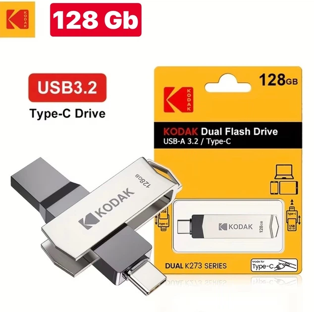 Флешка USB 2 в 1 Kodak 128GB Type-C USB 3.2 для телефона и компьютера супер быстрая! - Фото 1 Флешка USB 2 в 1 Kodak 128GB Type-C USB 3.2 для телефона и компьютера супер быстрая! - изображение 1