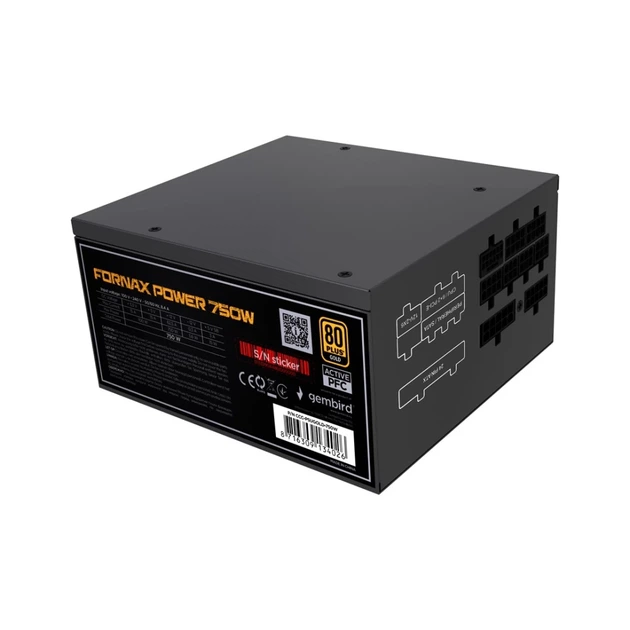 Блок питания Gembird Fornax Power 750 Вт 80 PLUS Gold (8716309134026) - изображение 2
