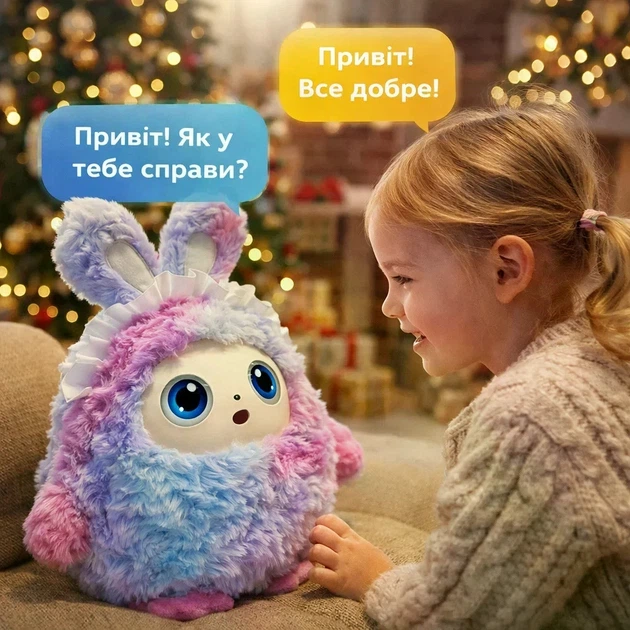 Игрушка Ledodo AI мягкая плюшевая интерактивная LED глаза фиолетовая - изображение 4